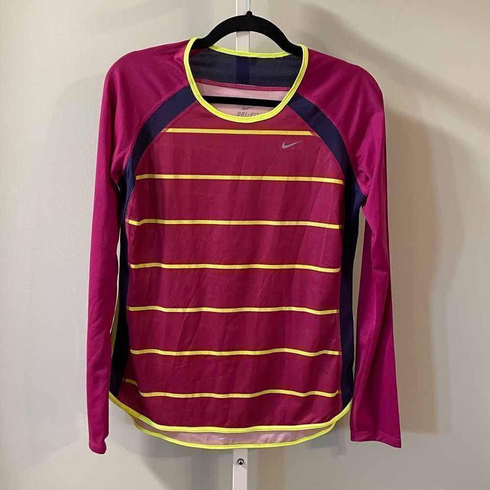 Nike Dri-Fit Neon Striped Athletic Top